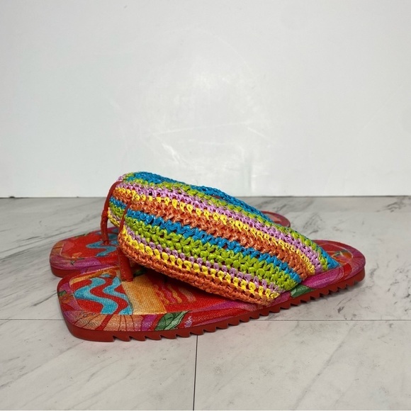 Farm Rio Toucans Crochet Multicolor Puffy Flip Flop 6 - Picture 13 of 13